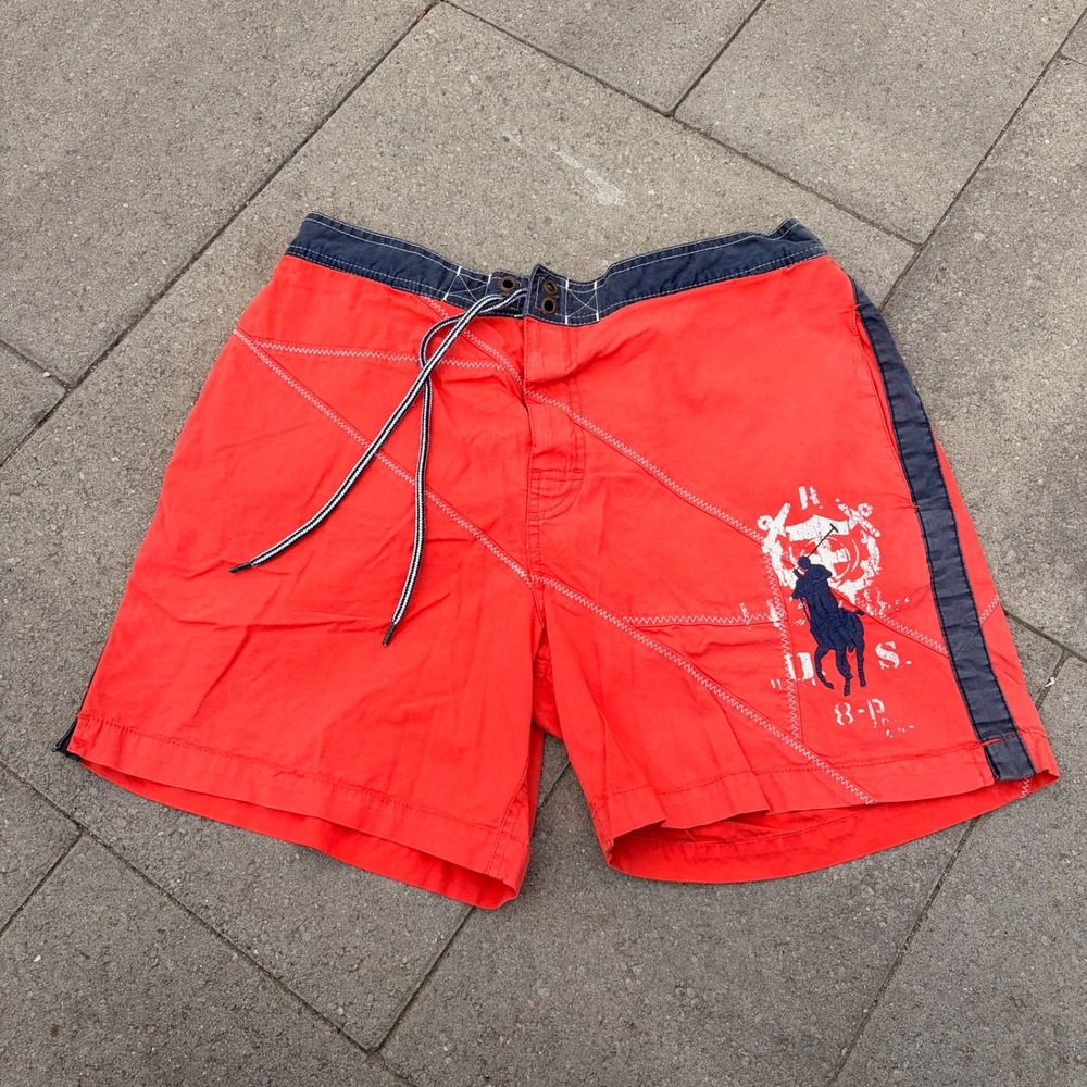 Polo Ralph Lauren Mens Red Big Pony Swim Trunks Board Shorts Size Large
